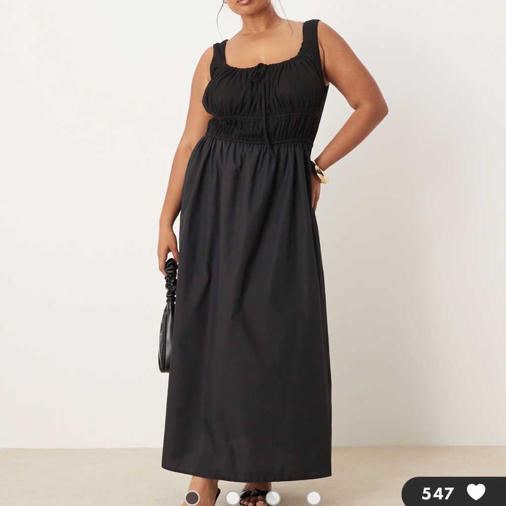 ASOS DESIGN Curve cotton mix maxi dress in black